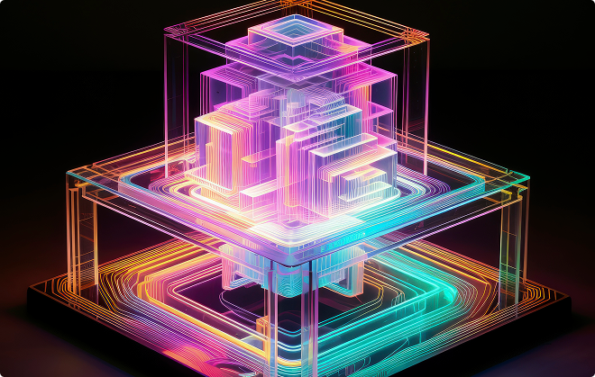 3d shape glowing with bright holographic colors 4 1